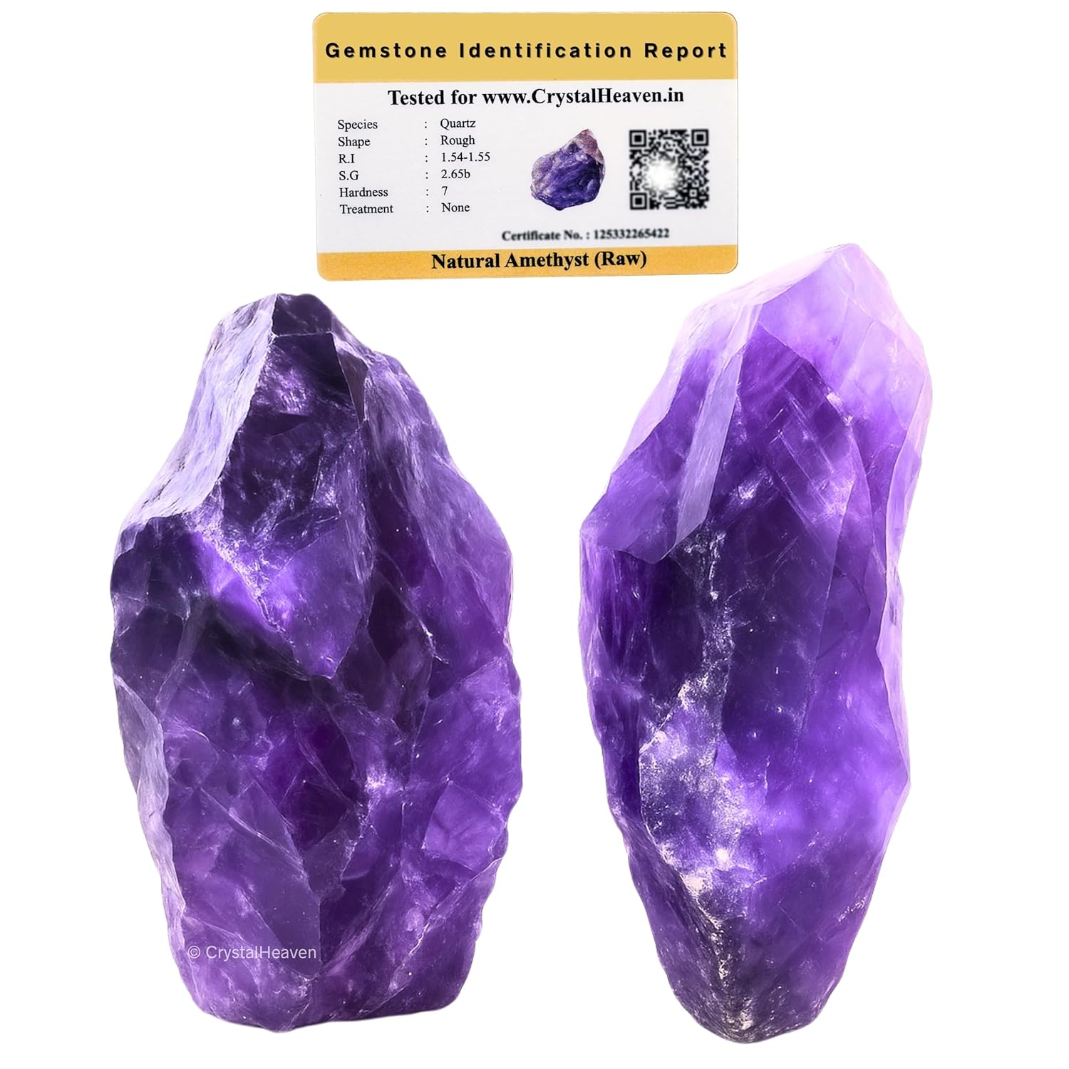 Crystal Heaven Certified Amethyst Healing Rough Stone, Natural Raw Crystals For Manifestation, Meditation And Reiki Healing (2 Pieces)