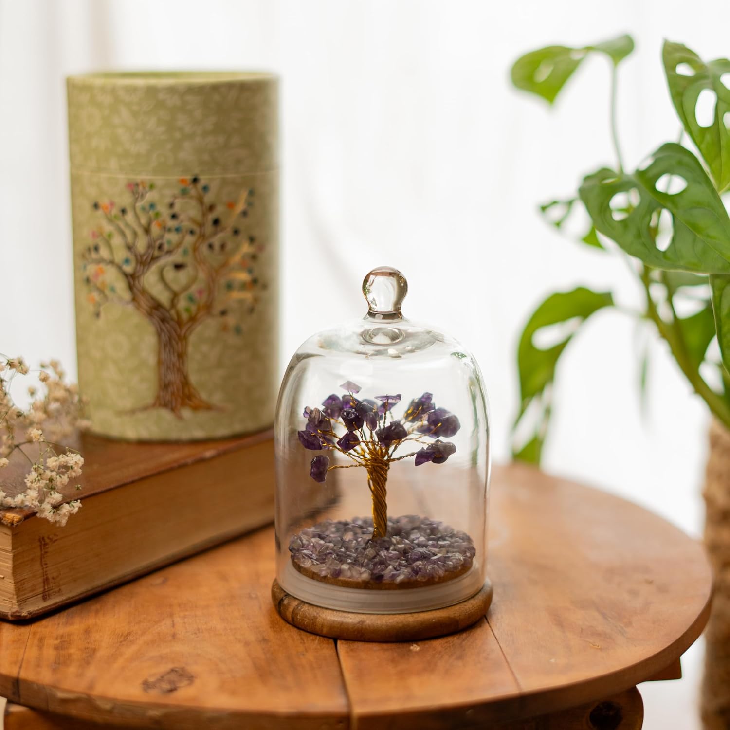 RITUALISTIC Dome Crystal Chakra Tree | Amethyst Gemstone Bonsai for Healing, Energy Balance, Meditation | Spiritual Tree of Life with Natural Crystals for Positive Vibe | Perfect for Gift & Home Décor